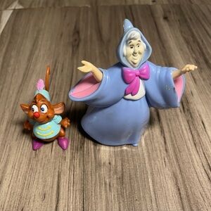 Fairy Godmother Figure and jaq action figure 2PC vintage set